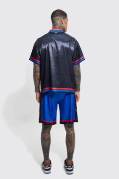 W5*BOOHOO АТЛАСНЫЙ КОМПЛЕКТ С РУБАШКОЙ И ШОРТАМИ С ПРИНТОМ M