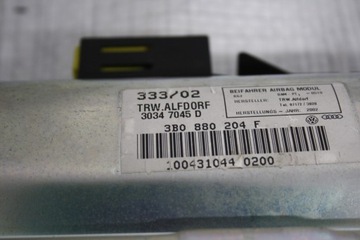 3B0880204F 3B0880204 AIRBAG PODUSZKA PASAZERA VW PASSAT B5 I