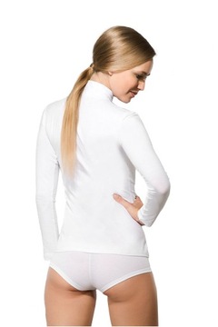 bawełniany półgolf damski XL biały długi rękaw koszulka top Doreanse 8510