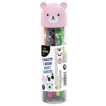 KIDEA TEAR МАРКЕРЫ С МИШКОЙ, 12 цветов