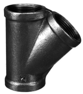 TRÓJNIK ŻELIWNY 45 STOPNI CZARNY 1/2 CALA