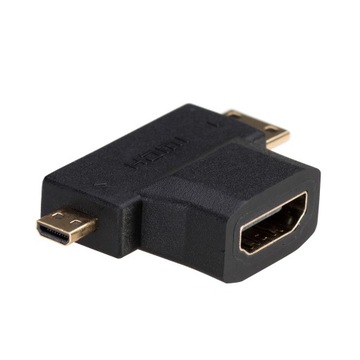 АДАПТЕР HDMI f на mini HDMI тип C m+micro ТИПА D m