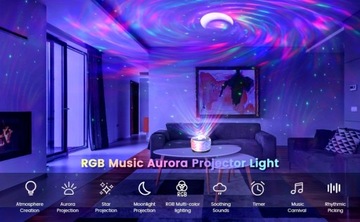 1 шт. проектор Galaxy, 3 в 1 RGB музыкальный проектор Aurora Night Light Z