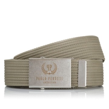 PASEK PARCIANY MĘSKI KHAKI SOLIDNY MOCNY 125 CM