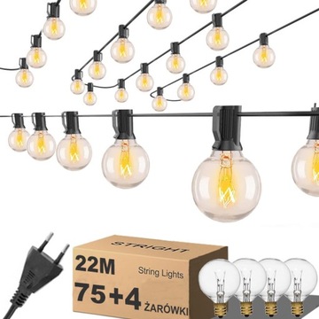 GIRLANDA DUŻE LAMPKI OGRODOWE ZEWNĘTRZNE PATIO BALKON TARAS KULE 22M 75SZT