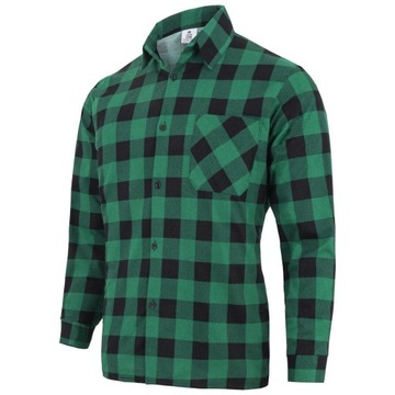 Koszula Flanelowa w kratę z kieszonką, Promoefekt, 170g, zielona XL