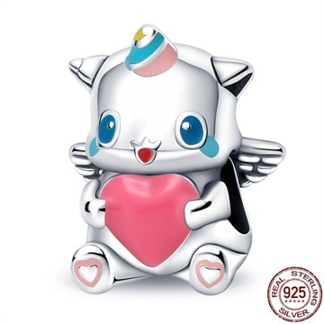 925 Sterling Silver Heart Shaped Charm Bead Fits