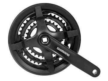 Korba SHIMANO FC-TY301 48/38/28T 170m czarna prawa z osłoną, lewa, zaślepki
