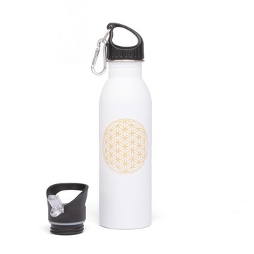 Bidon butelka stalowa OM + 2 korki 700 ml Biała