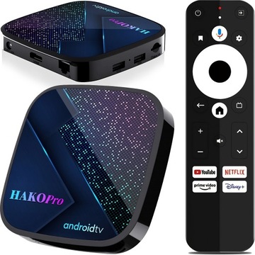 ANDROID TV SMART BOX ODTWARZACZ MULTIMEDIALNY 4K PRZYSTAWA MENU PL + PILOT