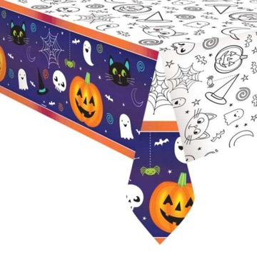 OBRUS papierowy HALLOWEEN kreskówka CZASZKI dynie