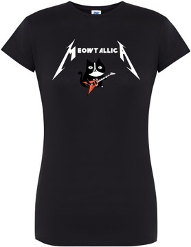 T-SHIRT DAMSKI Z KOTEM METALLICA ŚMIESZNA KOSZULKA PREZENT R-S A157