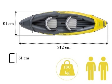 2-местный каяк Лопастной насос Explorer K2 Intex 68307 МОДЕЛЬ 2024 г.