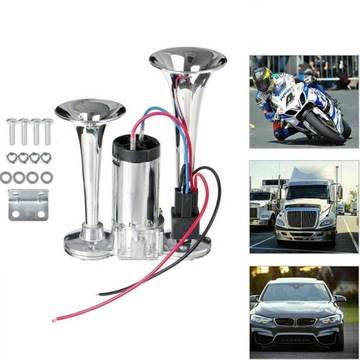 12V 600DB КОМПЛЕКТ ГРОМКОГО ТОНАЛЬНОГО СИГНАЛА ДЛЯ ОХОТЫ КОМПРЕССОР ДЛЯ МОТОЦИКЛА