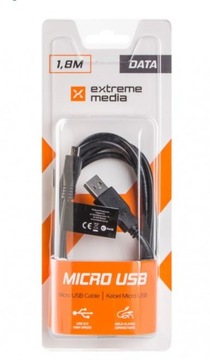 КАБЕЛЬ microUSB USB 2.0 1,8 М ЧЕРНЫЙ для зарядки телефона и передачи данных