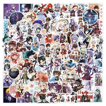 100 sztuk Anime Genshin Impact naklejki z grami Cartoon wodoodporne dla dzieci