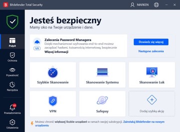 Zestaw Bitdefender Total Security i VPN 10 STAN /1 ROK