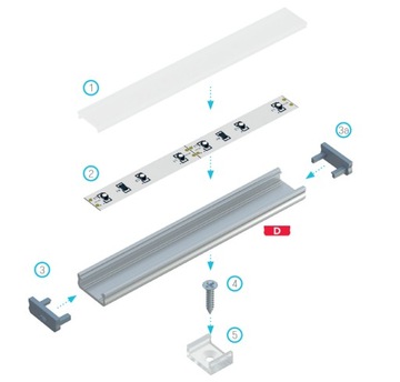 Profil LED anodowany do taśmy Worthy-D + Klosz 2m