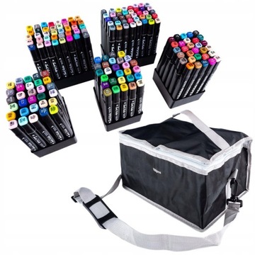 МАРКЕРЫ АЛКОГОЛЬНЫЕ ДВУХСТОРОННИЕ, РУЧКИ, 168 ШТ, НАБОР, СУМКА, ТРИПС-ФЕТР, ФУТЛЯР