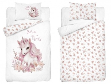 Pościel UNICORN Jednorożec komplet pościeli MAYA MOO 90x120 cm RÓŻOWA (5001