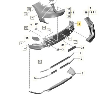 9Y3807543J NÁRAZNÍK ZADNÍ PORSCHE CAYENNE 2020 OE