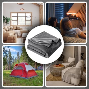 DUŻY CIEPŁY KOC NA ŁÓŻKO MATERAC MIĘKKI PLED NARZUTA SOFT SZARY 160x200 cm