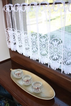 Заздростка Гипюровая белая штора для комнаты и кухни, высота 60 см.
