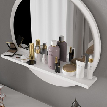 Белое настенное зеркало с полкой 45 СМ.