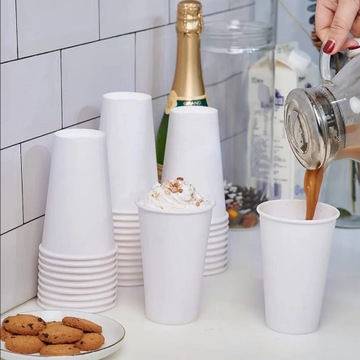 ОДНОРАЗОВЫЕ БУМАЖНЫЕ СТАКАНКИ ДЛЯ КОФЕ 250мл, БЕЛЫЕ, ЭКОЛОГИЧЕСКИЕ, НЕ ПРОТЕКАЮТ