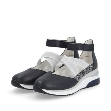 RIEKER - REMONTE sneakersy, buty, sandały skórzane niebieskie D2411