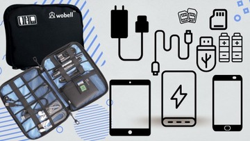 ORGANIZER PODRÓŻNY TORBA ETUI NA KABLE ŁADOWARKI AKCESORIA KIESZONKI MOCNY