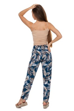 БРЮКИ ЖЕНСКИЕ ЭЛАСТИЧНЫЕ ПРЯМЫЕ, ЛЕТНИЙ УЗОР MORAJ XXL