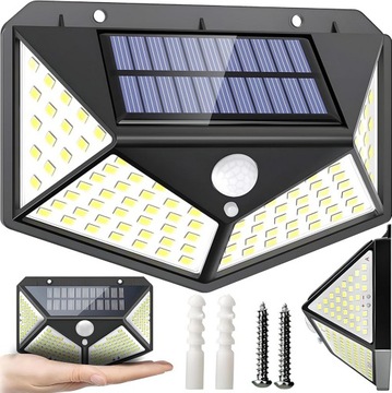 LAMPA SOLARNA ŚCIENNA Z CZUJNIKIEM ZMIERZCHU RUCHU SŁONECZNA LED KINKIET