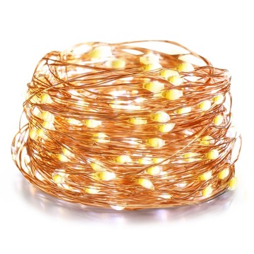 LAMPKI DRUCIKI 50 LED BATERIE BIAŁE ŚWIATŁO STROIK