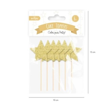 Pikery dekoracje potraw babeczek złote gwiazdki