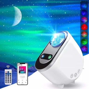 PROJEKTOR GWIAZD GALAXY LED NOCNE ŚWIATŁO GWIEŹDZISTE NIEBO MUZYK BLUETOOTH