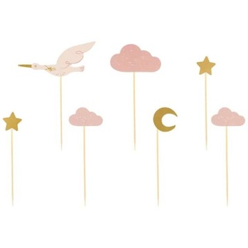 PIKERY do muffinek FLAMING chmurki księżyc ozdoba