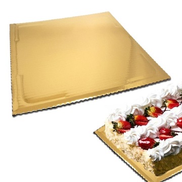 PODKŁADKA POD TORT KWADRATOWY GRUBY ZŁOTY 30X30CM PODKŁAD POD CIASTO