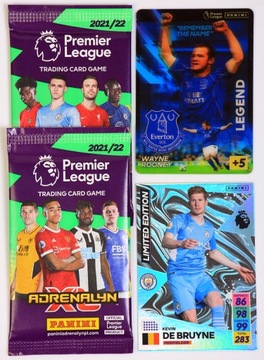 2022 PREMIER LEAGUE SASZETKI karty De Bruyne Limited Rooney Legend panini