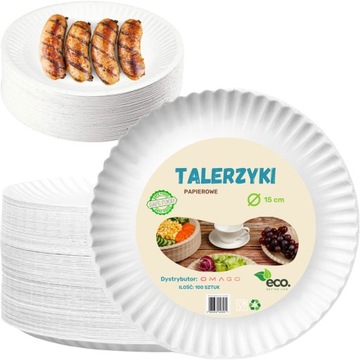 TALERZYKI PAPIEROWE BIAŁE DESEROWE EKO 15cm 100szt