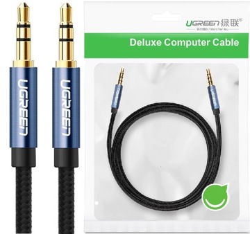 Mocny pleciony Kabel 1 m AUX mini Jack 3,5mm Ugreen do radia / słuchawek