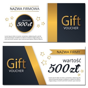 Vouchery na prezent złote gwiazdy DL GRUBE 350g PROJEKT ZA DARMO 500 sztuk