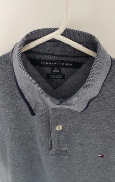 Polówka Koszulka Polo Rozmiar M Szara Logo Tommy Hilfiger