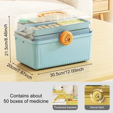 Large Capacity Family Medicine Organizer Pill Box 3 Layers Big First Aid