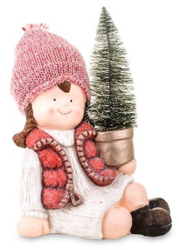 Świąteczna Figurka Dziewczynka Dziecko Choinka LED