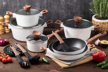 НАБОР ГОРШКОВ С ГРАНИТНЫМ ПОКРЫТИЕМ 15 ЭЛЕМЕНТОВ. ЗИЛЬНЕР БЕЛАЯ ЛИЛИЯ ZL-8515