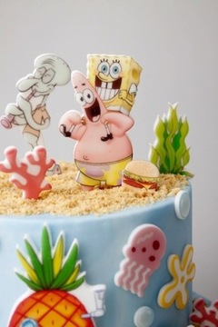 НАБОР украшений для торта МЕГА ГУБКА БОБ 18 шт. Фигурки из сахарных вафель