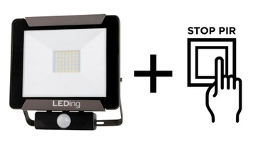 NAŚWIETLACZ LED HALOGEN LAMPA 10W PIR + STOP PIR