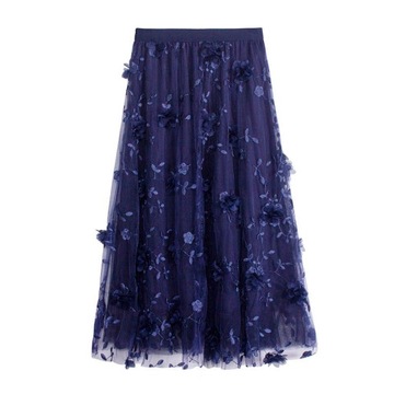 DAMSKA TIULOWA PLISWOANA SPÓDNICA DŁUGA