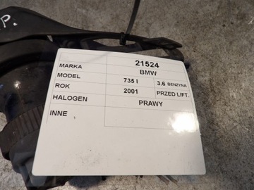 BMW 7 E65 HALOGEN PRAVÝ 1NL008090